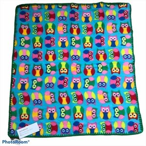 Colorful Owls Fleece throw 27” x 29”